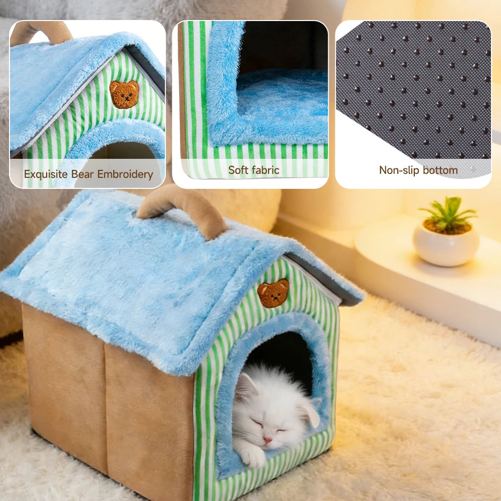 Foldable Pet House – Removable Washable Cat House & Cozy Bed for Cats & Small Dogs