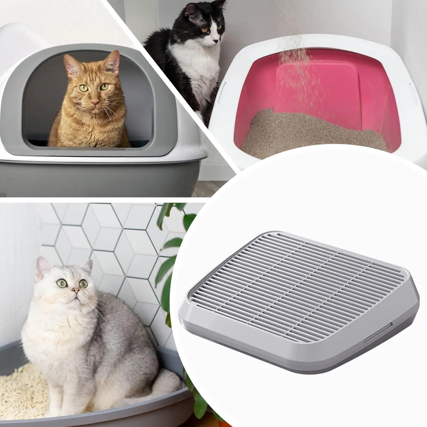 Cat Litter Tray with Double-Layer Filtration Ramp – Anti-Tracking Non-Slip Sand Control Tray