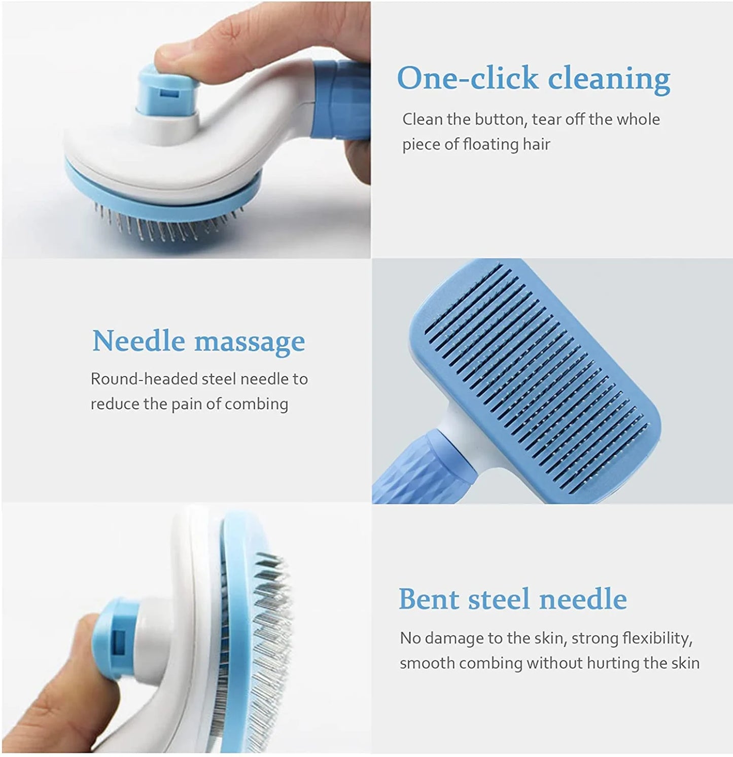 Anti-Matting Long Hair Pet Brush - Self-Cleaning Undercoat Comb