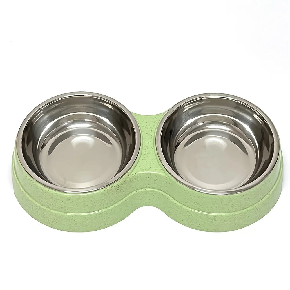Stainless Steel Double Pet Bowls - Non-Skid Dual Food & Water Station