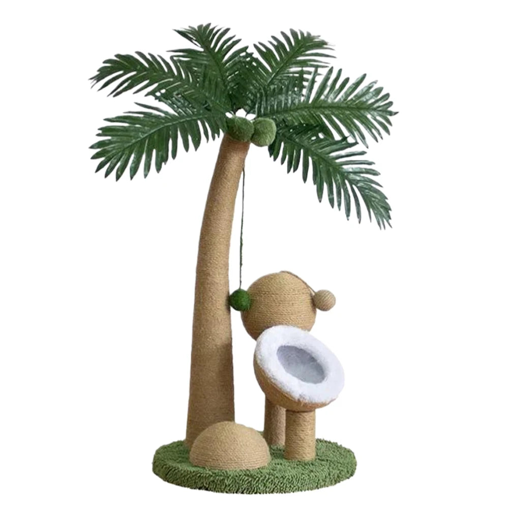 Coconut Tree Cat Scratching Post - Interactive Natural Sisal Rope Pole