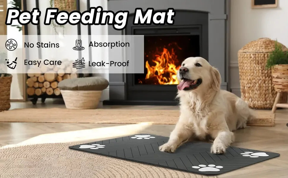 Waterproof Pet Feeding Mat, Absorbent Rubber-Backed Quick-Dry Placemat