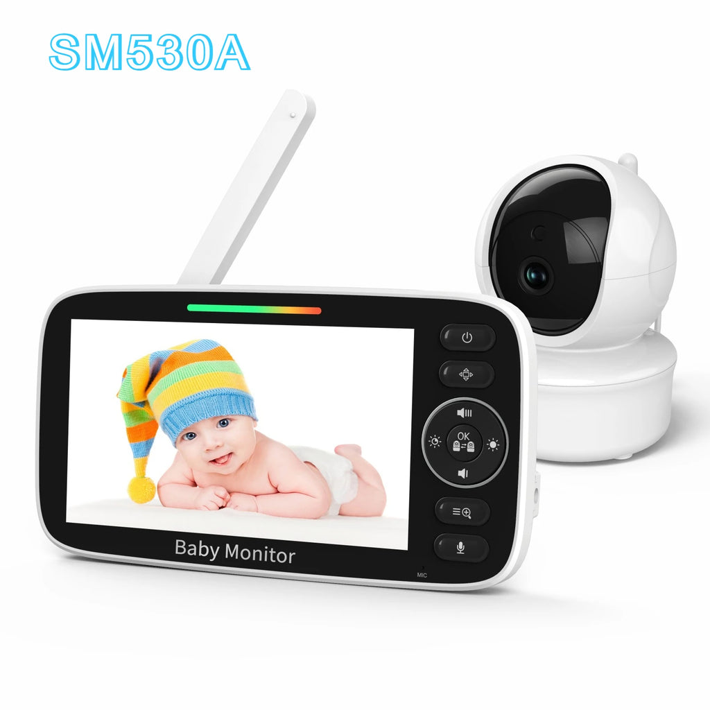 SM530A Baby Monitor 5 inch HD Rotating Baby Monitor Wireless Shaking Head Camera Night Vision Intercom Lullaby Baby Safety - PULSE MART