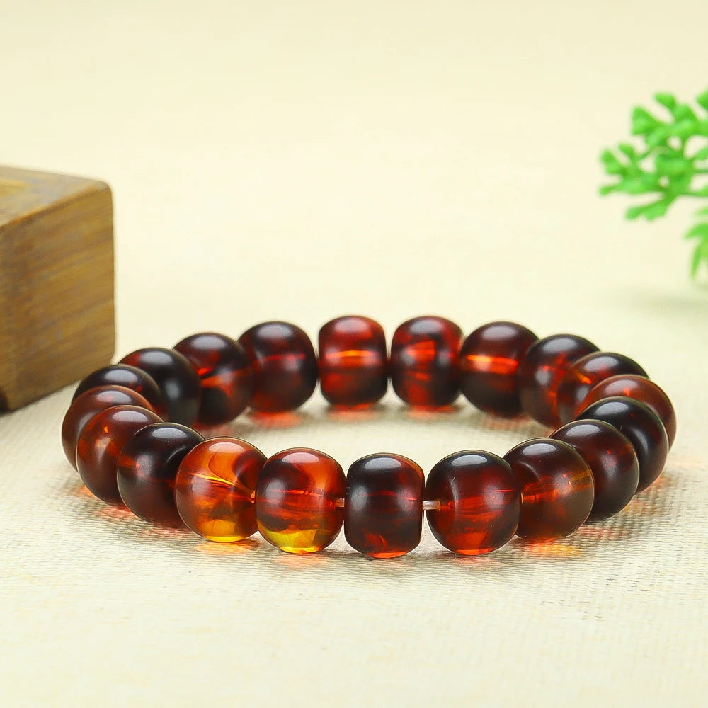 Natural Red Amber Bracelet Men & Women Healing Gemstone,Jewelry Genuine Baltic
