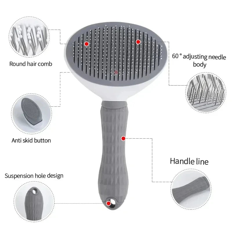 Self-Cleaning Pet Grooming Brush – Cat & Dog Deshedding Hair Remover Brush