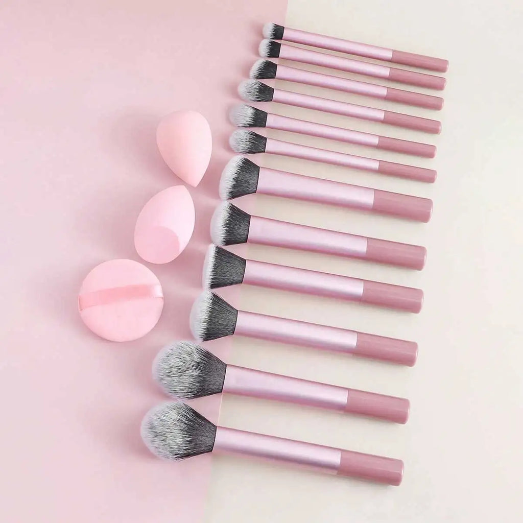 12-Piece Multi-Functional Makeup Brush Set with Sponge - Complete Collection for Foundation, Eyeshadow - PULSE MART