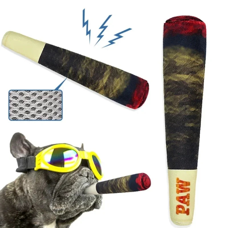 Funny Cigar Plush Dog Toy - Interactive Squeaky Birthday Gift