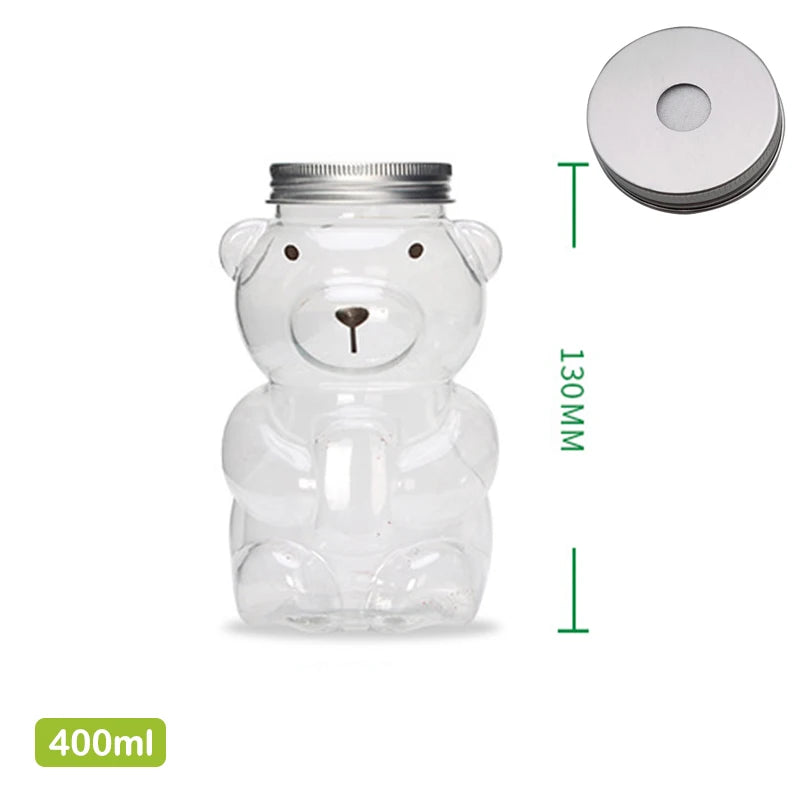 Disposable Drink Bottles Juice Storage Bottles Beverage Milk Tea Bottles Cute Bear Juice Drink Milk Tea Sealed Bottle - PULSE MART