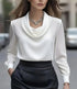 Elegant Solid-Color Minimalist Boat-Neck Long-Sleeve Shirt For Women - PULSE MART