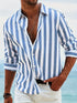 Striped Print Shirt Casual Loose Long-sleeved Shirt Men&