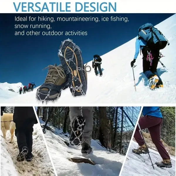 Shoe Ice Claws, Traction Shoe Nails, Ice And Snow Grip Straps With 19 Stainless Steel Nails, Shoe Claws Anti-Slip Boot Nails, Suitable For Walking, Jogging, Mountaineering And Hiking Black - PULSE MART
