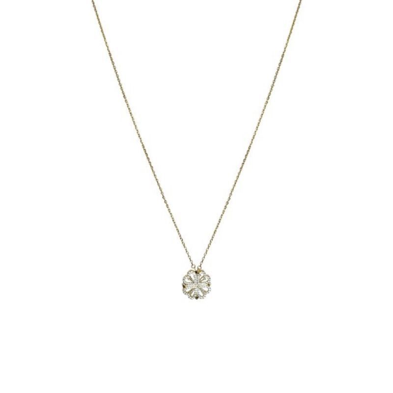 Retro Magnetic Folding Heart Shaped Four Leaf Clover Pendant Necklace Women Love Clavicle Chain Gifts Openable Choker Jewelry - PULSE MART