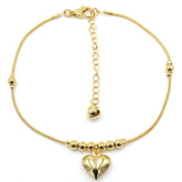 Gothic Gold Color Heart Pendant Anklet For Women Ball Beaded Anklet Vintage Chunky Jewelry - PULSE MART