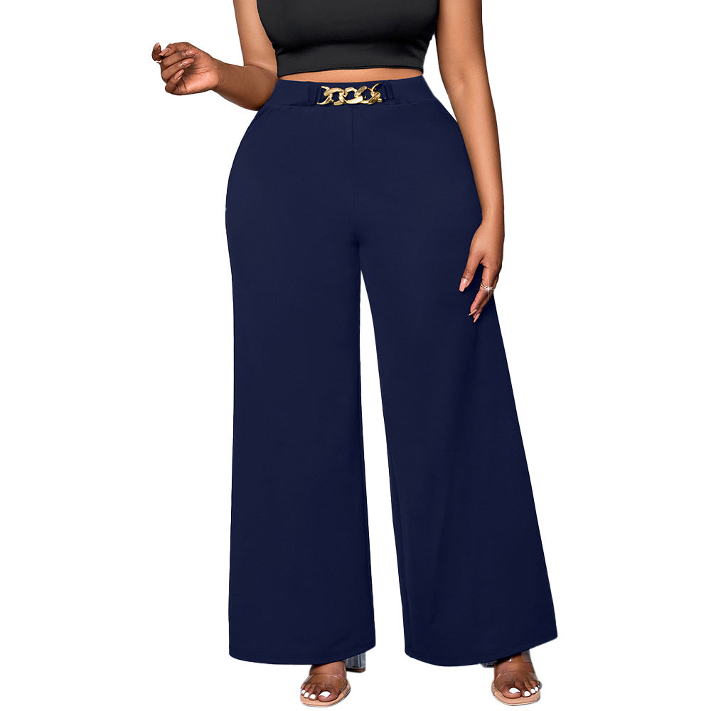 Summer Plus Size Metal Buckle Trousers For Women - PULSE MART