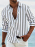 Striped Print Shirt Casual Loose Long-sleeved Shirt Men&