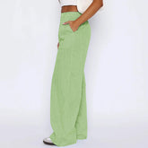 Striped Trousers With Pockets Ins Fashion Casual Wide Leg Straight Pants For Women Clothing - PULSE MART