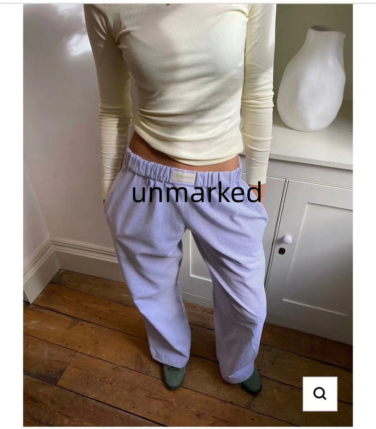 Fashion Y2K Striped Straight Trousers Summer Elastic High Waist Wide Leg Pants For Women - PULSE MART