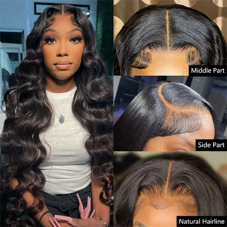 4x6 Lace Closure Wig Human Hair Natural Color Three-Dimensional Body Wave Density - PULSE MART