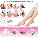 17Pcs Electric Foot Callus Remover With Vacuum Foot Grinder Rechargeable Foot File Dead Skin Pedicure Machine With 3 Grinding Heads 2 Speeds Foot Care Tool - PULSE MART