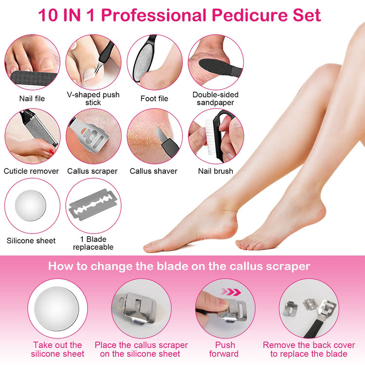 17Pcs Electric Foot Callus Remover With Vacuum Foot Grinder Rechargeable Foot File Dead Skin Pedicure Machine With 3 Grinding Heads 2 Speeds Foot Care Tool - PULSE MART