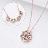 Retro Magnetic Folding Heart Shaped Four Leaf Clover Pendant Necklace Women Love Clavicle Chain Gifts Openable Choker Jewelry - PULSE MART