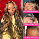 13x4 Lace Frontal Human Hair Wig P4 27 Body Wave Density - PULSE MART