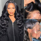 4x6 Lace Closure Wig Human Hair Natural Color Body Wave - PULSE MART
