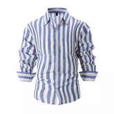 Striped Print Shirt Casual Loose Long-sleeved Shirt Men&