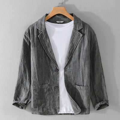 Men's Long Sleeve Linen Loose And Simple Shirt Coat - PULSE MART