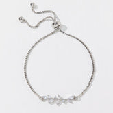 2pcs Fashion Silver Horse Eye Crystal Zircon Leaf Bracelet And Ring,Pulling Bracelet Suitable For Women&