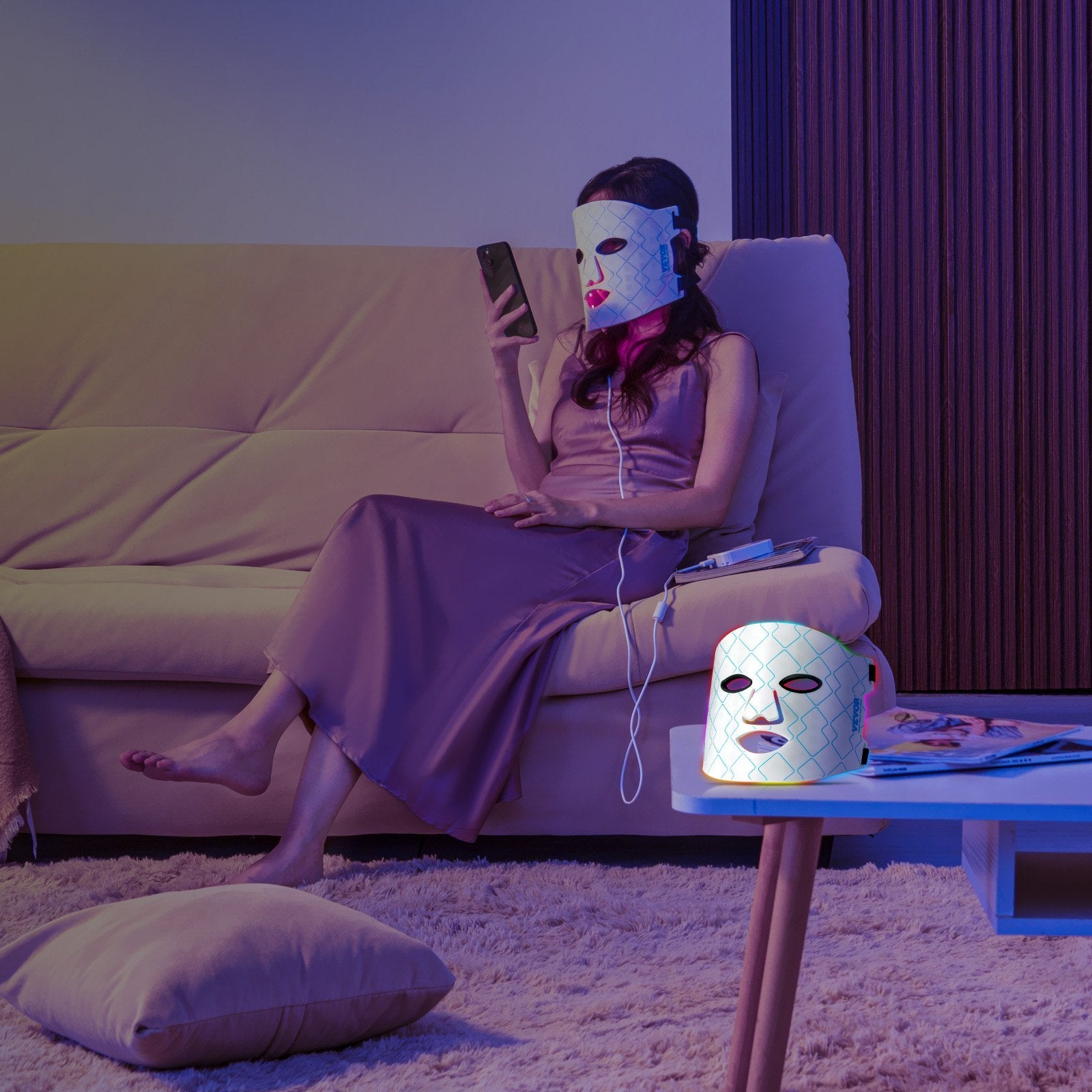 VEVOR Red Light Therapy Mask 7-Color LED Face Mask Light Therapy With 850nm NIR - PULSE MART