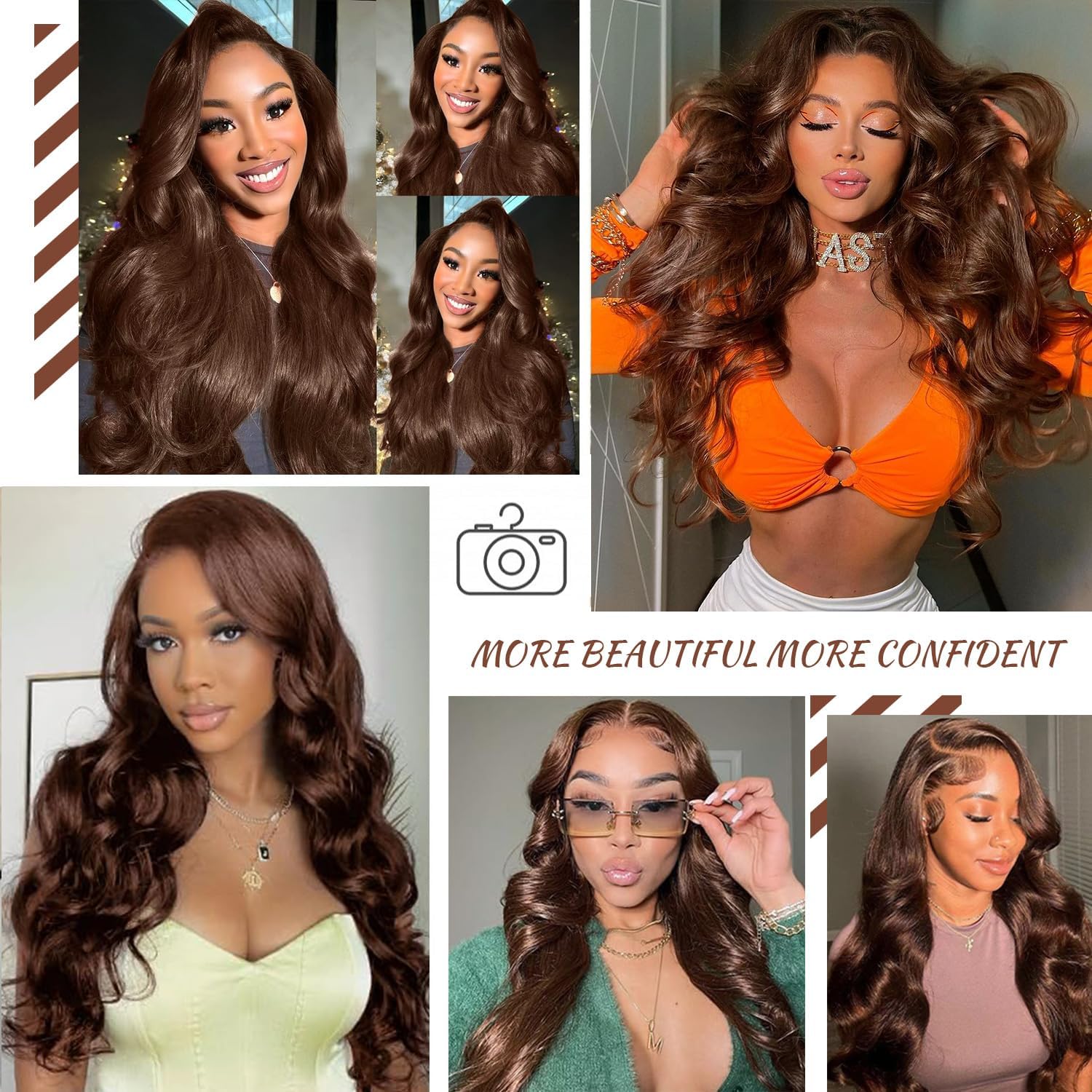 13x4 Lace Frontal Human Hair Wig Brown Body Wave Density - PULSE MART