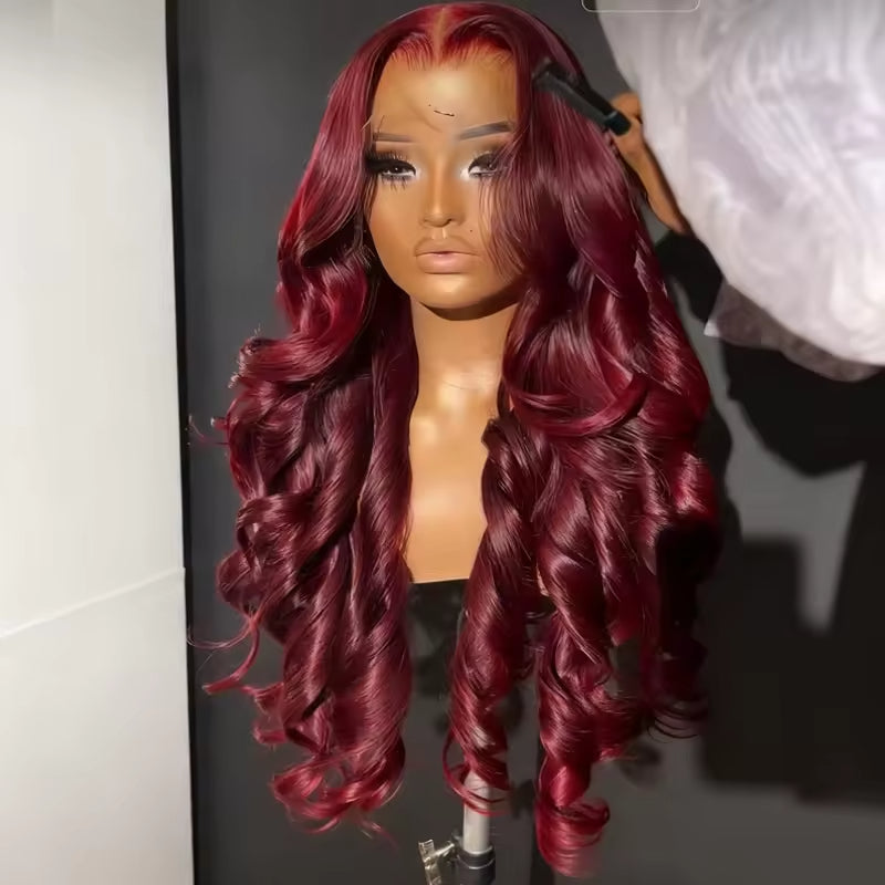 Body Wave Human Hair Wig 13x4 HD Burgundy Lace Front Wig Human Hair With Aligned Cuticle Brazilian Wig - PULSE MART