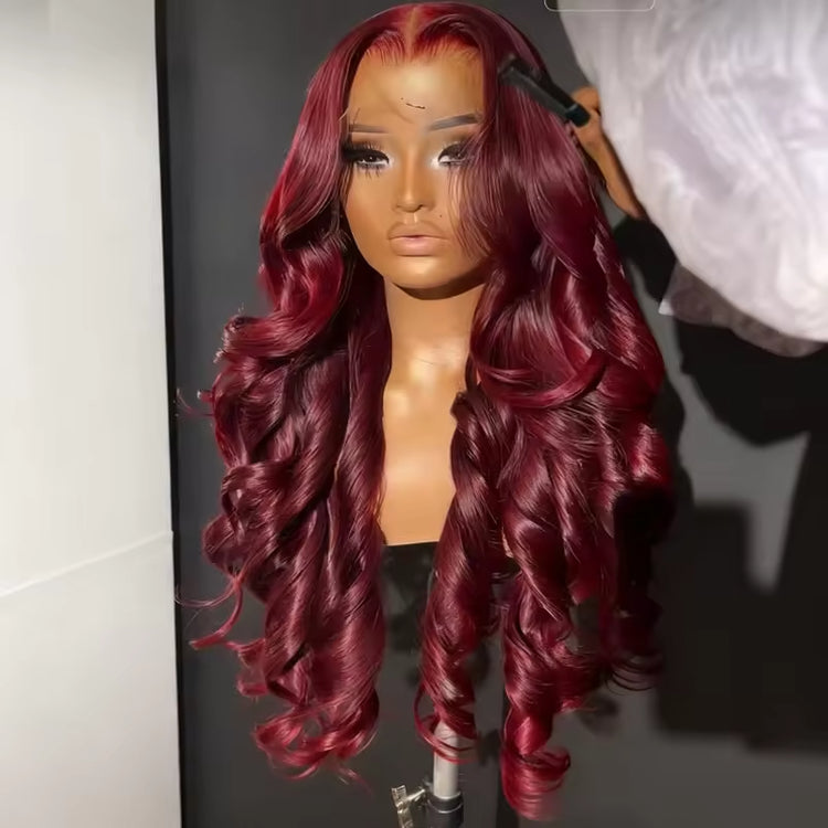 Body Wave Human Hair Wig 13x4 HD Burgundy Lace Front Wig Human Hair With Aligned Cuticle Brazilian Wig - PULSE MART