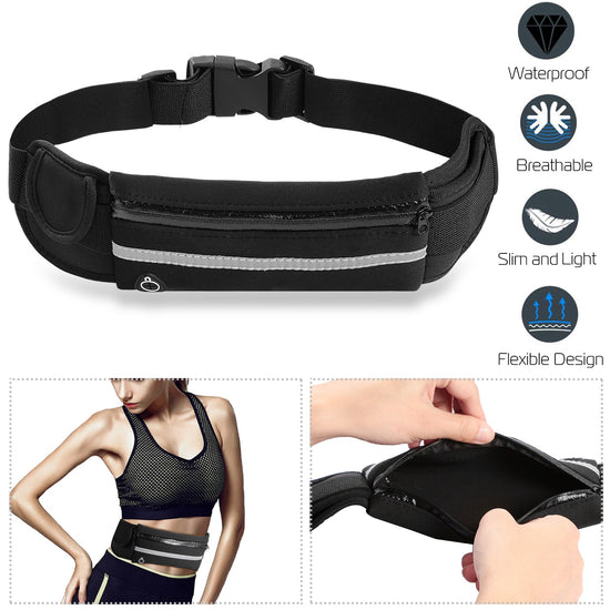 1Pc Sports Waist Bag Running Belt Pack Waterproof Adjustable Waist Pouch - PULSE MART