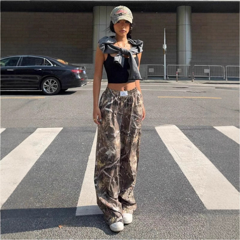 Slimming Casual Pants Hip Hop Retro Street Multi-pocket Camouflage Cargo Pants For Women Y2k Hip-hop Cargo Grunge Baggy Trousers - PULSE MART