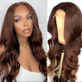 4x4 Lace Closure Human Hair Wig Brown Body Wave Density - PULSE MART