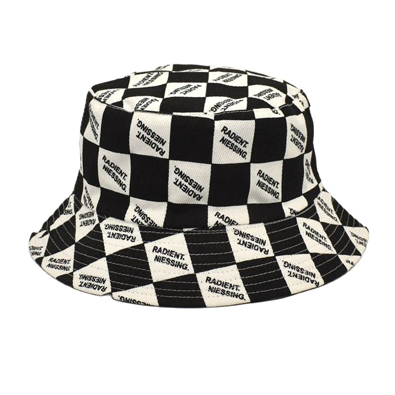 Letter Plaid Bucket Hat Women&