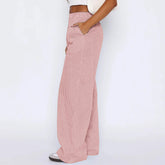 Striped Trousers With Pockets Ins Fashion Casual Wide Leg Straight Pants For Women Clothing - PULSE MART