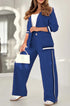 2 Pcs Set Women Suit Coat Pants Suit Lapel Long Sleeves Lady Jacket Wide Leg High Waist Trousers Female Commuting Office Outfit - PULSE MART