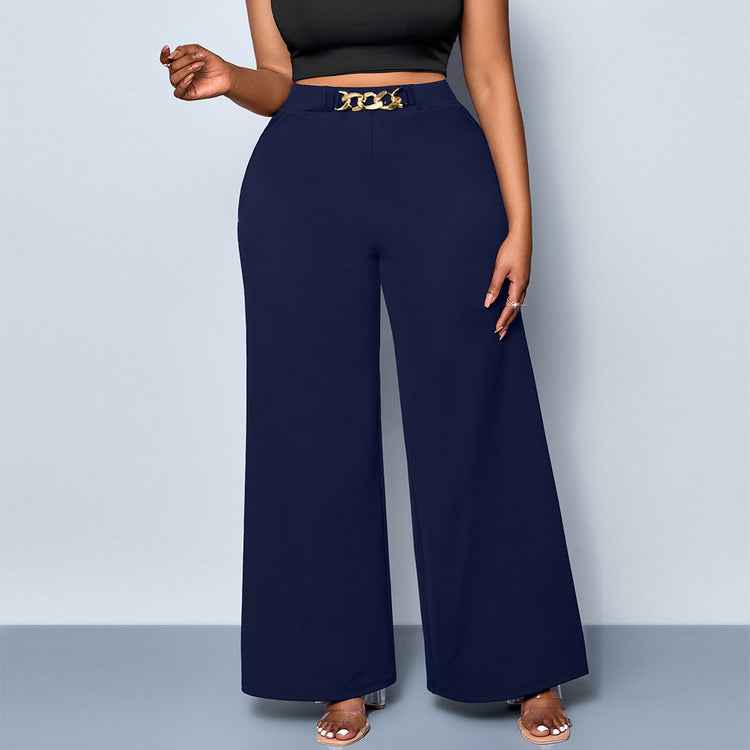 Summer Plus Size Metal Buckle Trousers For Women - PULSE MART