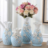 Ceramic Vase Ornament Home Decor Relief Hand-pinched Flower Design - PULSE MART