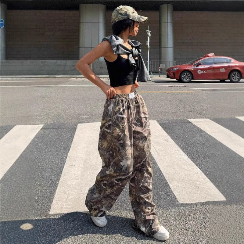Slimming Casual Pants Hip Hop Retro Street Multi-pocket Camouflage Cargo Pants For Women Y2k Hip-hop Cargo Grunge Baggy Trousers - PULSE MART