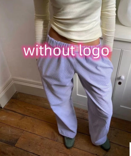 Fashion Y2K Striped Straight Trousers Summer Elastic High Waist Wide Leg Pants For Women - PULSE MART