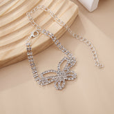 Full Diamond Butterfly Multilayer Fashion Full Diamond Rhinestone Anklet - PULSE MART