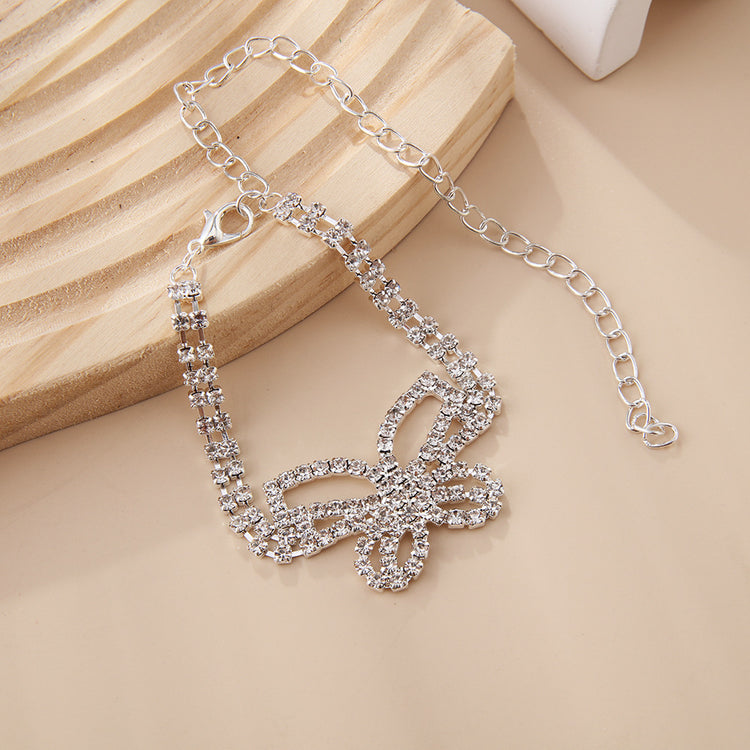 Full Diamond Butterfly Multilayer Fashion Full Diamond Rhinestone Anklet - PULSE MART