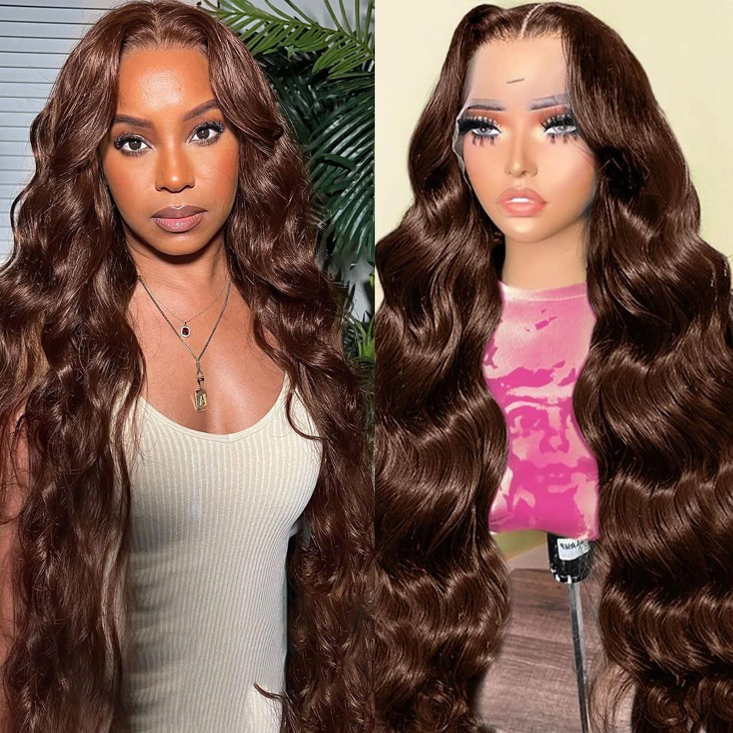 13x4 Lace Frontal Human Hair Wig Brown Body Wave Density - PULSE MART