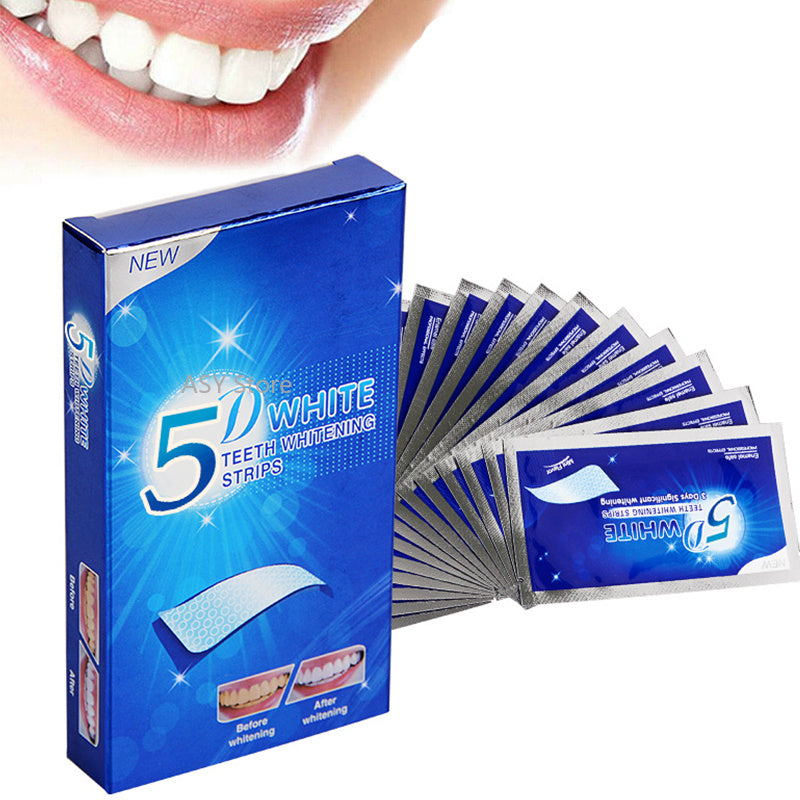 5D Gel Teeth Whitening Strips White Tooth Dental Kit Oral Hygiene Care Strip For False Teeth Veneers Dentist Seks Whiten Gel - PULSE MART