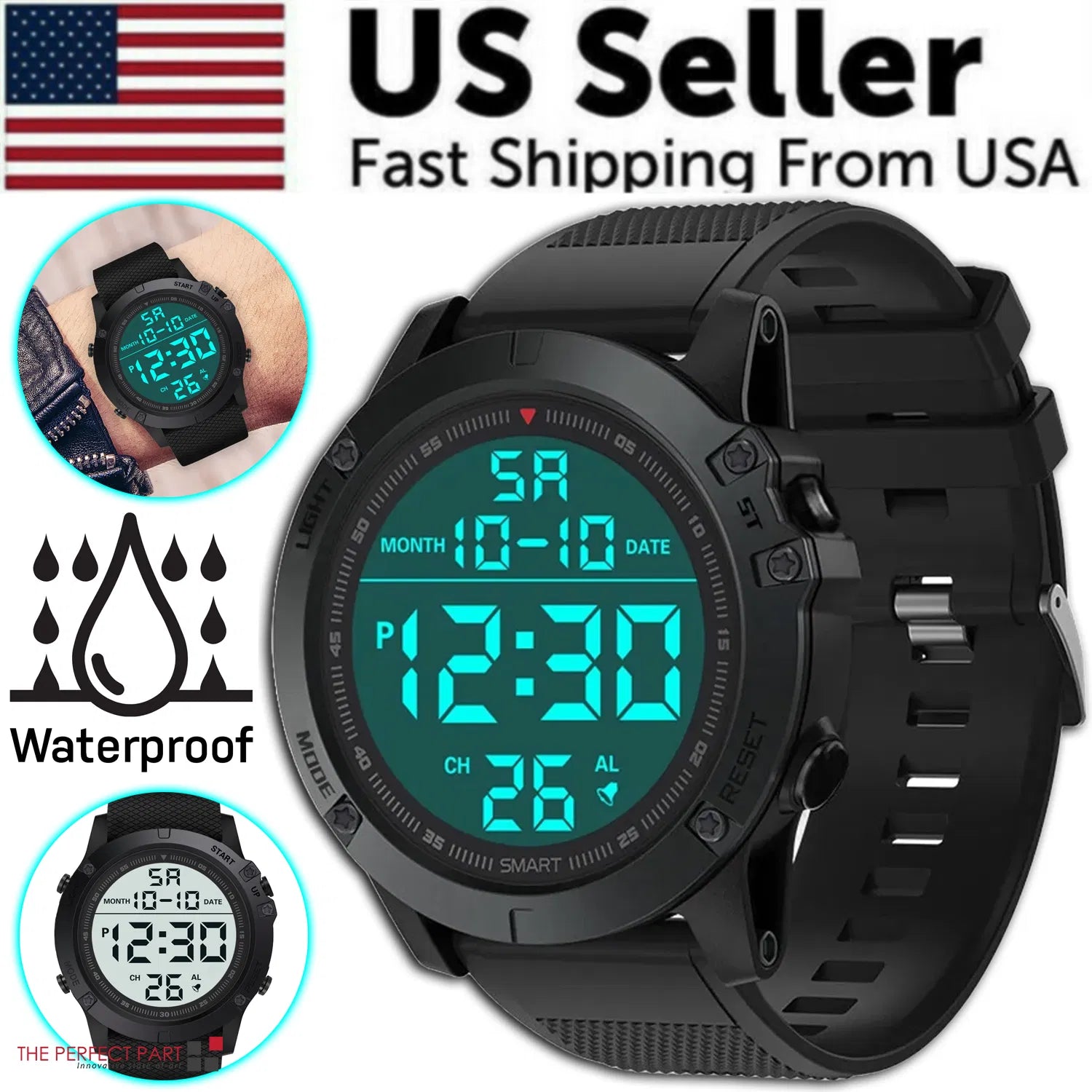 Waterproof Digital Sports Watch Military Tactical LED Backlight Wristwatch Men - PULSE MART