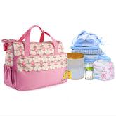 5PCS Per Set Baby Nappy Diaper Bags Set Mummy Diaper Shoulder Bags WithNappy Changing Pad Insulated Pockets Travel Tote Bags For Mom Dad - PULSE MART